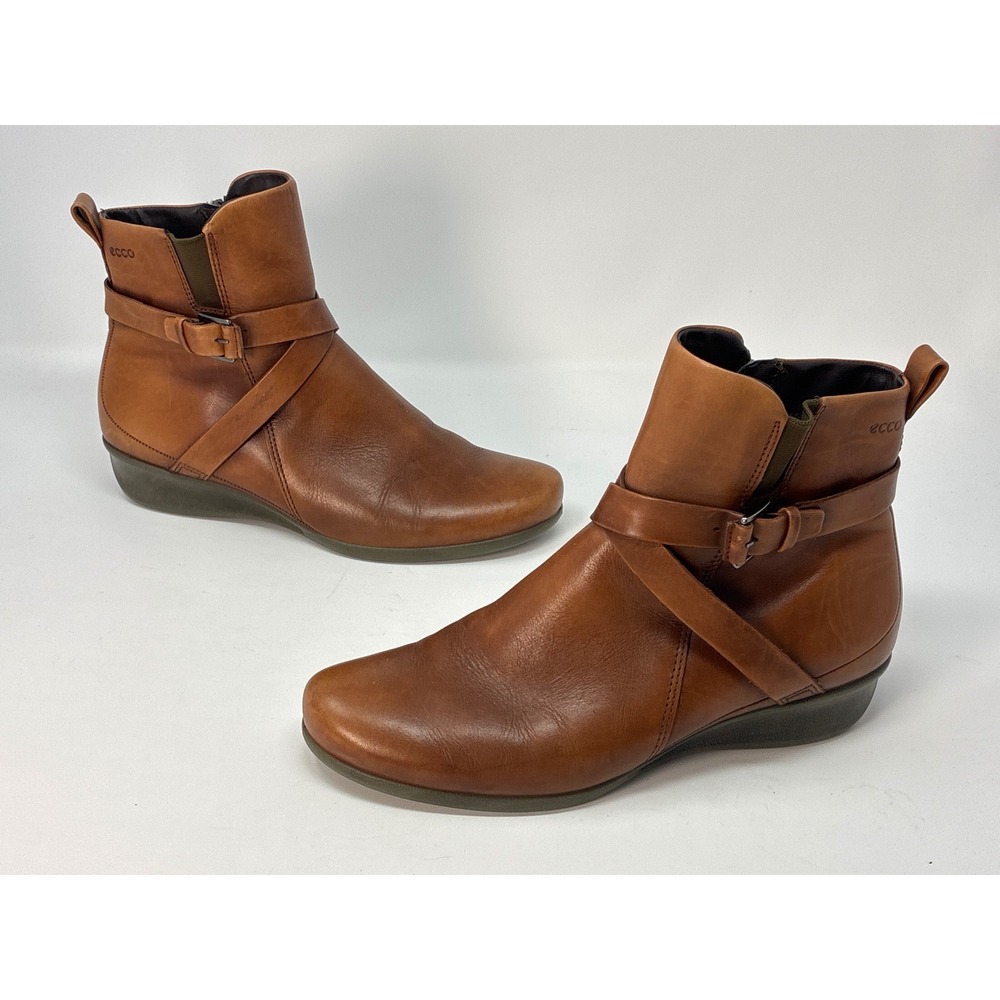 ECCO Sartorelle 25 Ankle Boots Womens 39 213763373167 Brown Leather Buckle Wedge